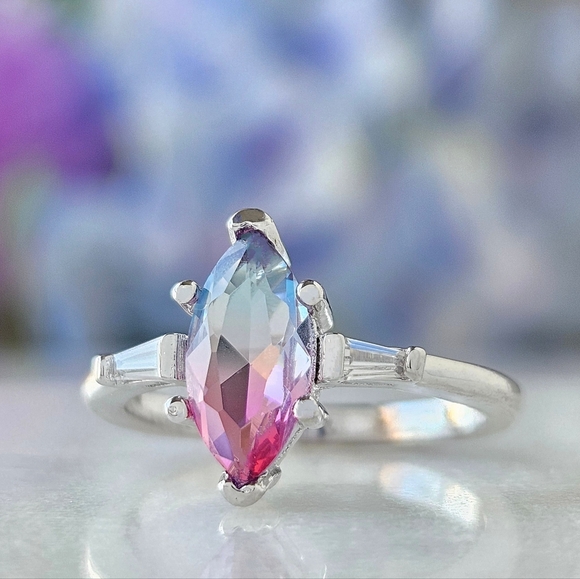 Marquise cut gemstone ring, 925 Sterling Silver Charmed Aroma Cotton Candy Colle - Picture 5 of 5